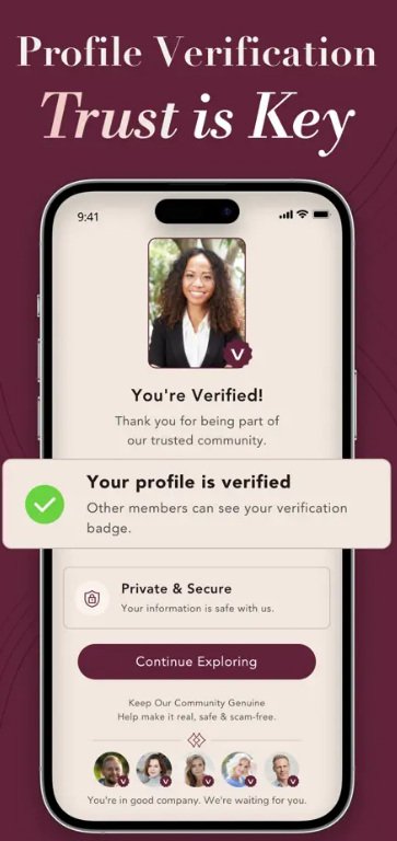 EliteSingles profile verification screen displayed on a phone